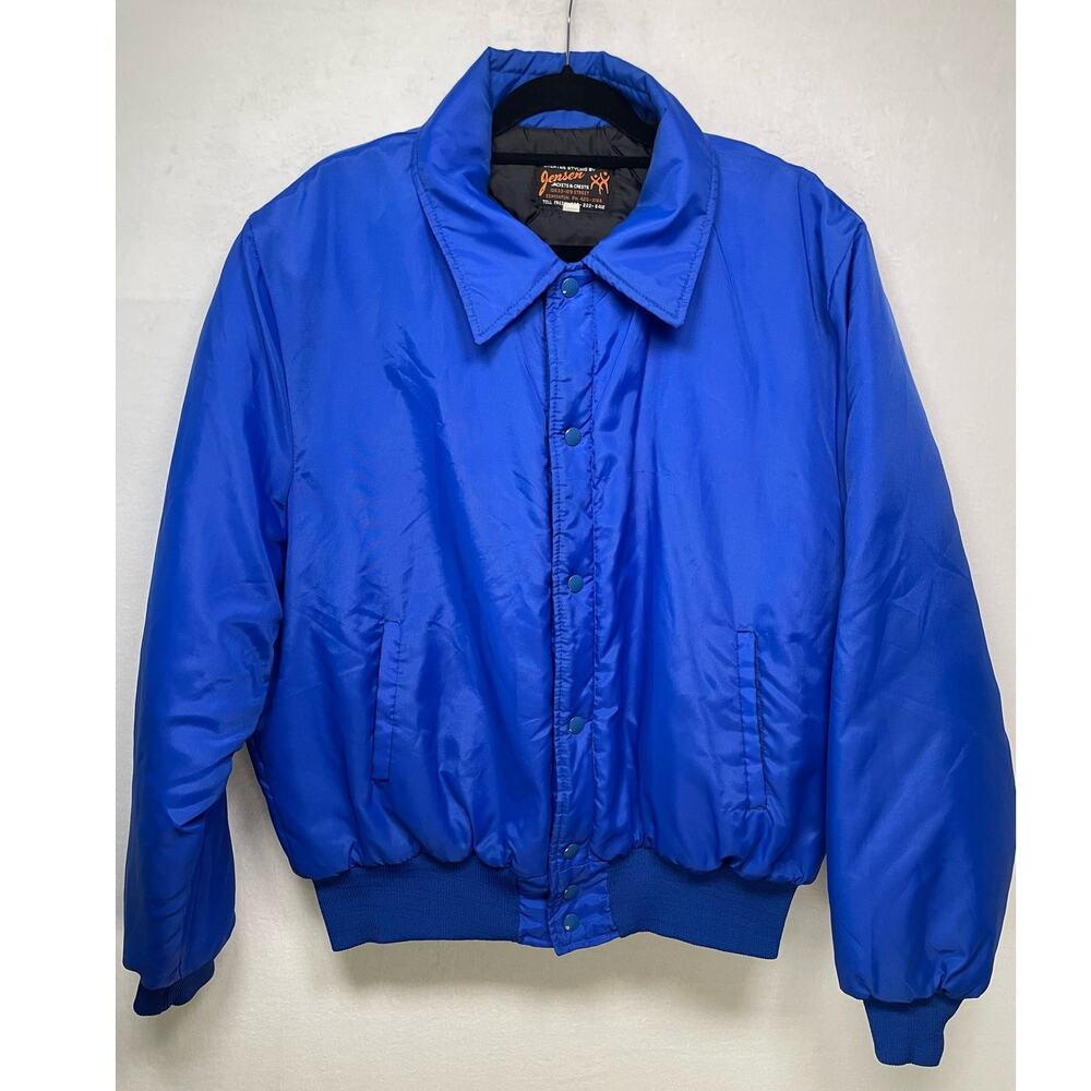 Vintage Jensen Blue Bomber Varsity Jacket, Size XL